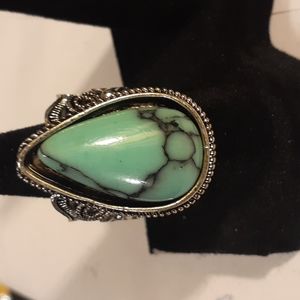 Unique Design Turquoise Ring marked 925 size 7